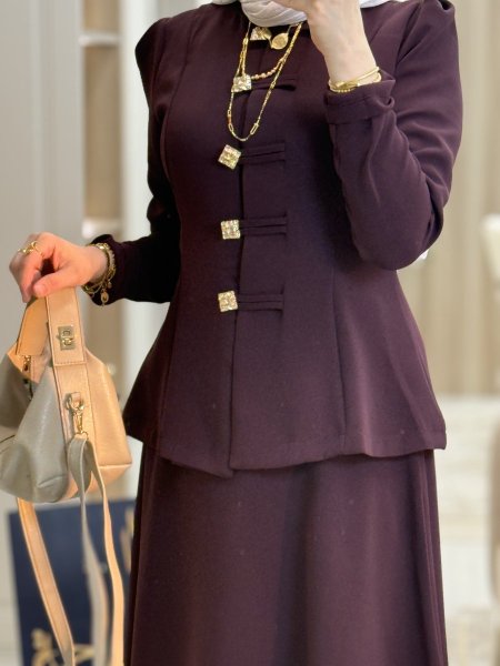 طقم تنورة بازرار ذهبية 9516
