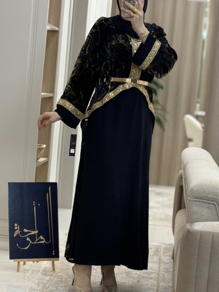 فستان الطرحة مخمل مميز 9519